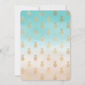 Peach Cream Aqua Ombre Gold Ananas Einladung (Rückseite)