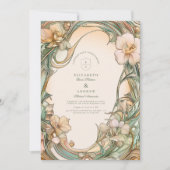 Peach Cream Bloom Hochzeit Einladung (Vorderseite)