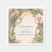 Peach Cream Bloom Hochzeit Serviette (Vorderseite)