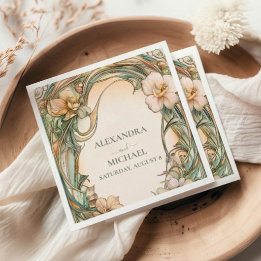 Peach Cream Bloom Hochzeit Serviette