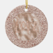 Peach Cream Blush Leopard Print Glitzer Liebe Keramik Ornament (Vorne)