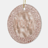 Peach Cream Blush Leopard Print Glitzer Liebe Keramik Ornament (Links)