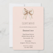 Peach Cream Bow Birthday Einladung (Vorderseite)