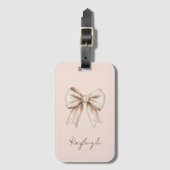 Peach Cream Bow Birthday Gepäckanhänger (Vorderseite Vertikal)