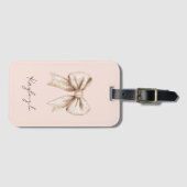 Peach Cream Bow Birthday Gepäckanhänger (Vorderseite (Horizontal))