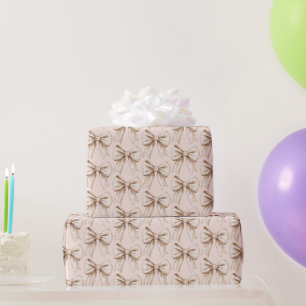 Peach Cream Bow Birthday Geschenkpapier