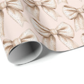Peach Cream Bow Birthday Geschenkpapier (Rolleneckpunkt)