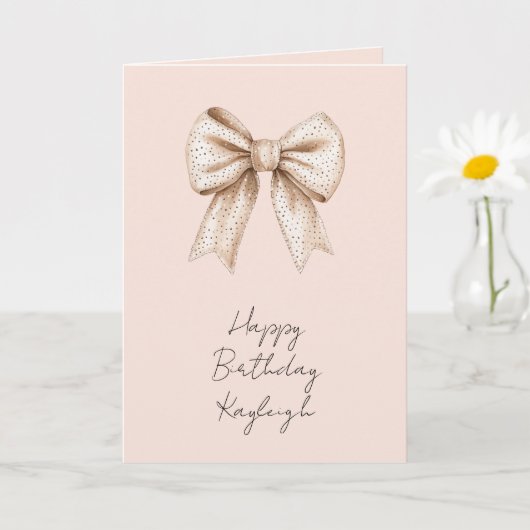 Peach Cream Bow Birthday Karte (Kleine Pflanze)