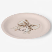 Peach Cream Bow Birthday Pappteller (Schrägansicht)