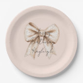 Peach Cream Bow Birthday Pappteller (Vorderseite)