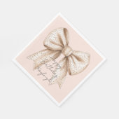 Peach Cream Bow Birthday Serviette (Ecke)