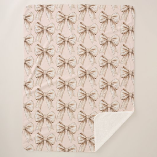 Peach Cream Bow Birthday Sherpadecke (Vorderseite)