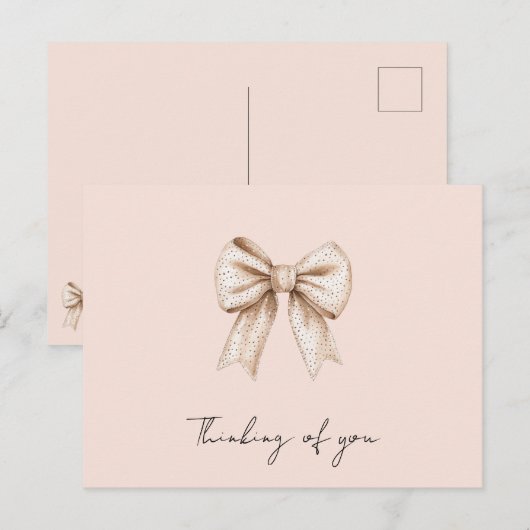 Peach Cream Bow Denken Sie an Sie Postkarte (Vorne/Hinten)