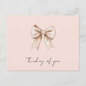 Peach Cream Bow Denken Sie an Sie Postkarte (Vorderseite)