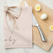 Peach Cream Bow Geschirrtuch (Viertel Falte)