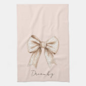 Peach Cream Bow Geschirrtuch (Vertikal)