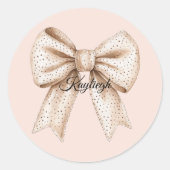 Peach Cream Bow Runder Aufkleber (Vorderseite)