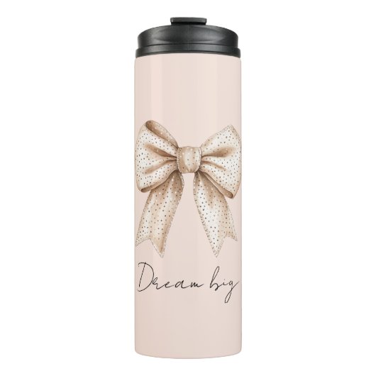 Peach Cream Bow Thermosbecher (Vorderseite)