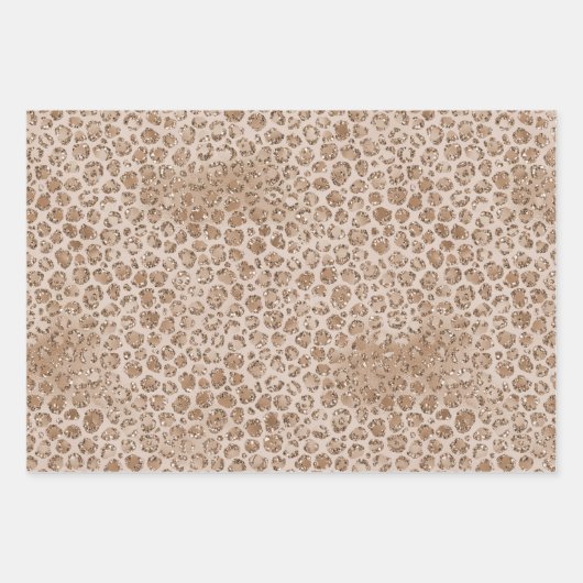 Peach Cream Brown Leopard Print Geschenkpapier Set (Vorderseite 3)