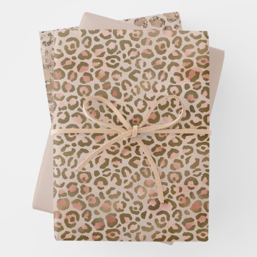Peach Cream Brown Leopard Print Geschenkpapier Set (Beispiel)
