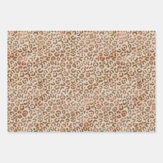 Peach Cream Brown Leopard Print Geschenkpapier Set (Vorderseite)
