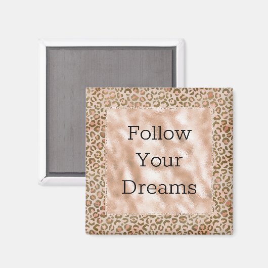 Peach Cream Brown Leopard Print Magnet (Vorderseite/Rückseite)