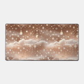 Peach Cream Celestial Moon Phases Warm Schreibtischunterlage (Vorderseite)