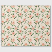 Peach Cream Floral Bridal Shower Geschenkpapier (Flach)