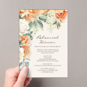 Peach Cream Floral Grüne Probe Abendessen Acryleinladungen (Insitu (Handheld))