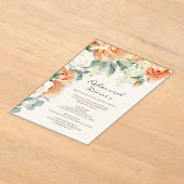 Peach Cream Floral Grüne Probe Abendessen Acryleinladungen (Ablage )