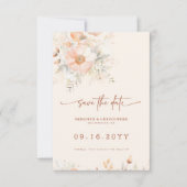 Peach Cream Floral Watercolor Wedding Save The Date (Vorderseite)