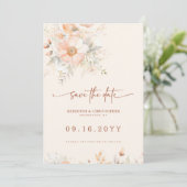 Peach Cream Floral Wedding Save The Date (Stehend Vorderseite)
