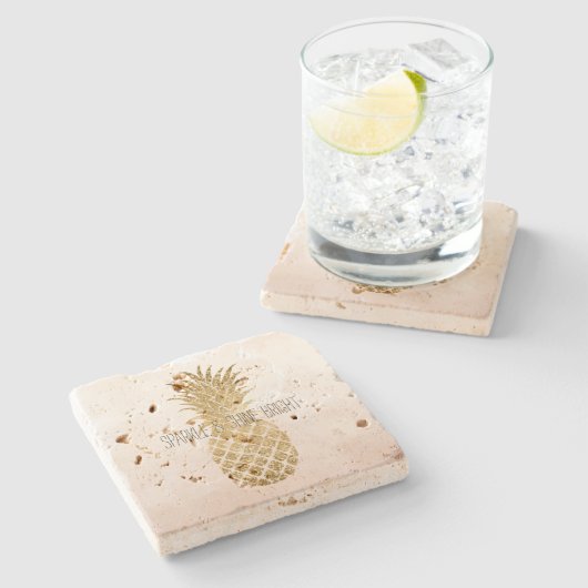 Peach Cream Glitzer Glitzy Pineaple Sparkle Steinuntersetzer (Seitenansicht)