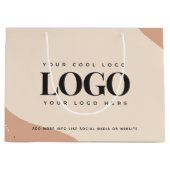 Peach Cream Gold Dots Custom Logo Große Geschenkta Geschenktüte (Vorderseite)