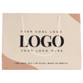 Peach Cream Gold Dots Custom Logo Große Geschenkta Geschenktüte (Rückseite)