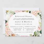 Peach Cream Hydrangeas Tulip Probe Abendessen Einladung (Vorderseite)