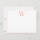 Peach Cream Modern Monogram Couple Stationer Mitteilungskarte (Vorderseite)