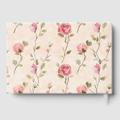 Peach Cream Pink Roses Floral Wedding Gästebuch (Rückseite)