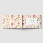 Peach Cream Pink Roses Floral Wedding Gästebuch (Voll)