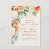 Peach Cream Watercolor Blumendusche Einladung (Vorne/Hinten)