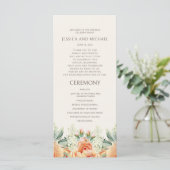 Peach Cream Watercolor Floral Wedding Program (Stehend Vorderseite)