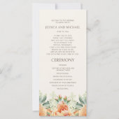 Peach Cream Watercolor Floral Wedding Program (Vorderseite)