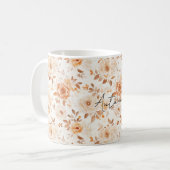 Peach Cream White Flowers Kaffeetasse (Vorderseite Links)