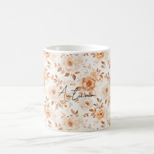 Peach Cream White Flowers Kaffeetasse (Mittel)