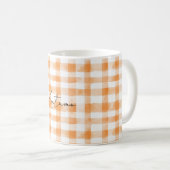 Peach Cream White Plaid Stripes Kaffeetasse (VorderseiteRechts)
