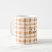 Peach Cream White Plaid Stripes Kaffeetasse (Vorderseite Links)