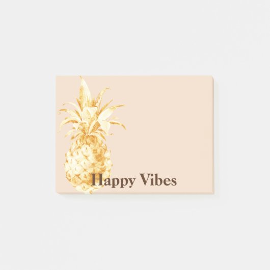 Peach Cream Yellow Gold Ananas Confetti Post-it Klebezettel (Vorderseite)