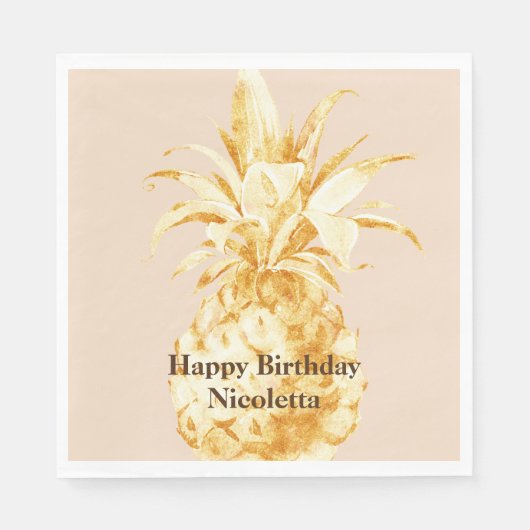 Peach Cream Yellow Gold Ananas Confetti Serviette (Vorderseite)