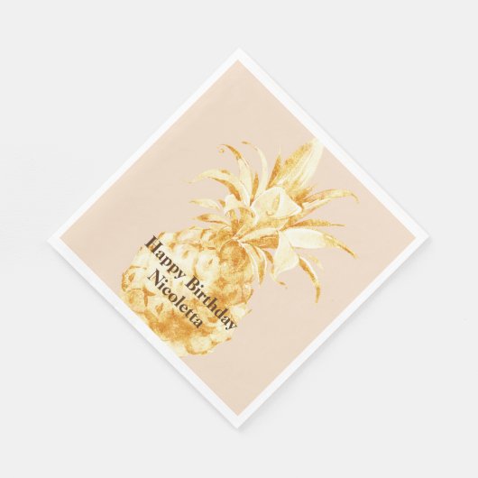 Peach Cream Yellow Gold Ananas Confetti Serviette (Ecke)