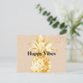 Peach Cream Yellow Gold Ananas Postkarte (Stehend Vorderseite)